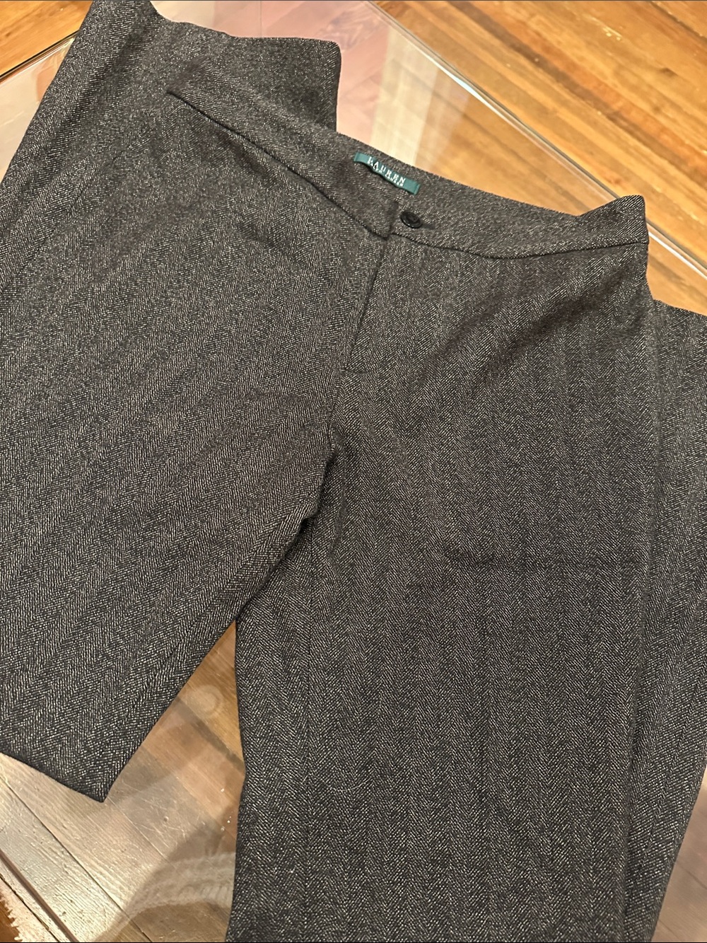 Vintage Ralph Lauren Wool Lined Charcoal Herringbone Trousers